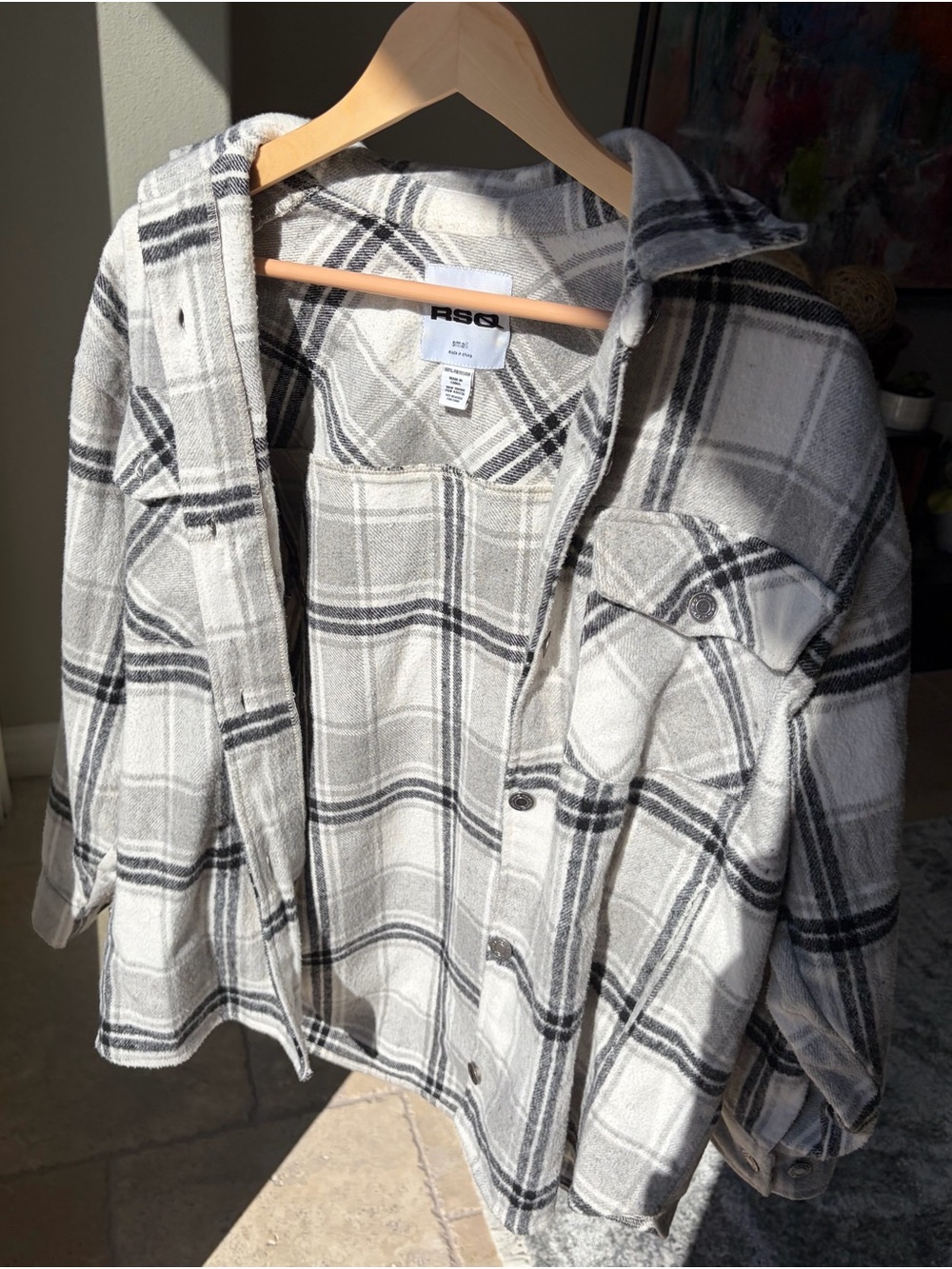 RSQ Plaid Button-Up Shacket